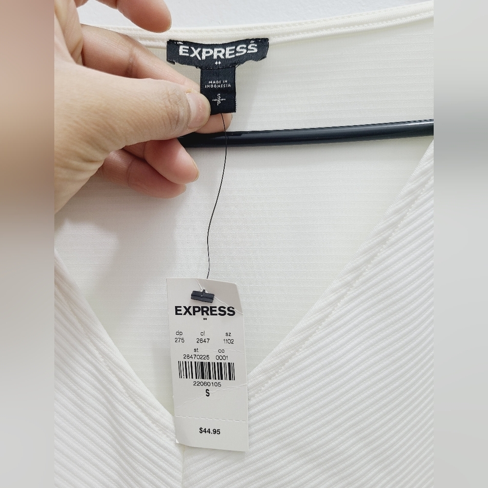 Express Blouse White with Waist Tie Detail - Size S​ - Picture 4 of 6